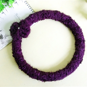 Floral Bowknot Car Steering Wheel Cover Bud Silk Fiber Cloth 15 Inch 38CM - Purple