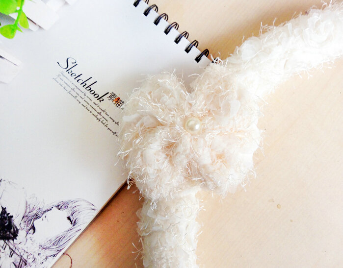 Floral Bowknot Car Steering Wheel Cover Bud Silk Fiber Cloth 15 Inch 38CM - White