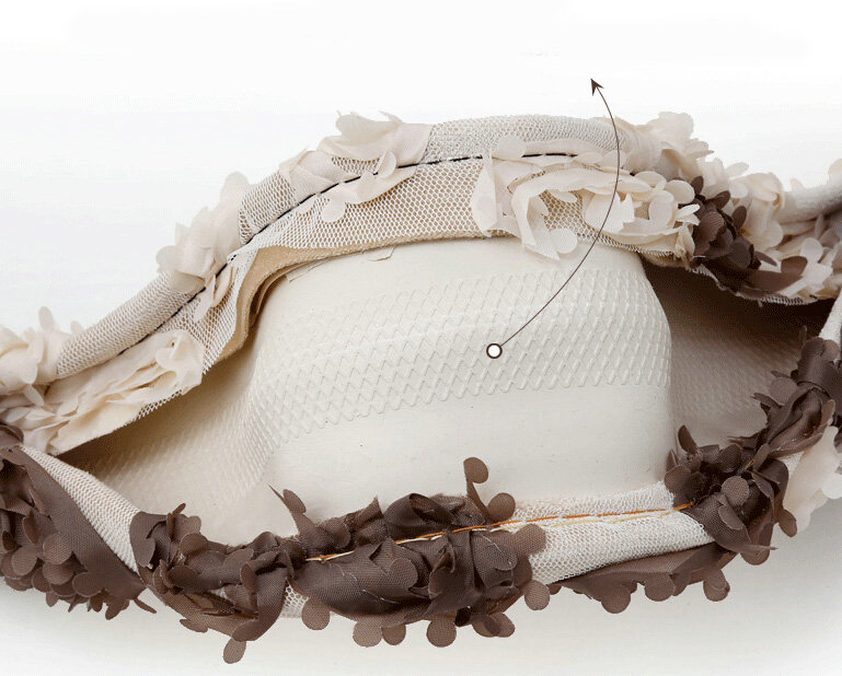 Flower Car Steering Wheel Cover Bud Silk Fiber Cloth 15 Inch 38CM - Beige