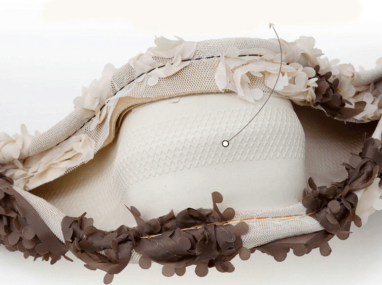 Flower Car Steering Wheel Cover Rose Bud Silk Fiber Cloth 15 Inch 38CM - Beige