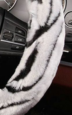 Fluffy Auto Steering Wheel Covers Velvet 15 Inch 38CM - Grey