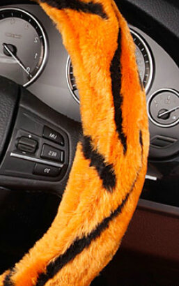 Fluffy Auto Steering Wheel Covers Velvet 15 Inch 38CM - Orange