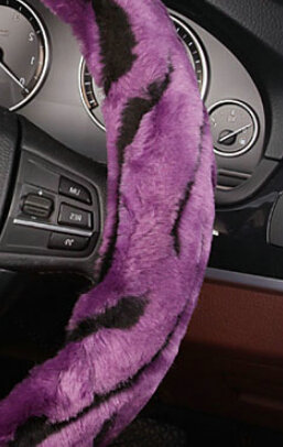 Fluffy Auto Steering Wheel Covers Velvet 15 Inch 38CM - Purple