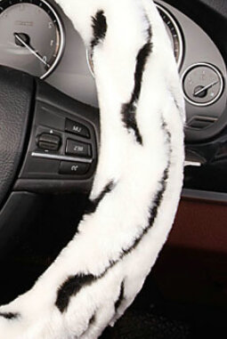 Fluffy Auto Steering Wheel Covers Velvet 15 Inch 38CM - White