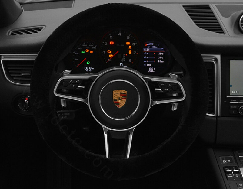 Fluffy Car Steering Wheel Wrap Velvet 15 Inch 38CM - Black