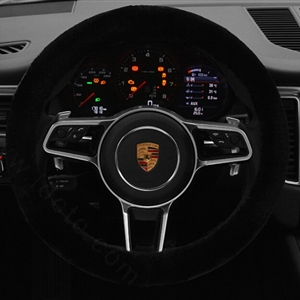 Fluffy Car Steering Wheel Wrap Velvet 15 Inch 38CM - Black