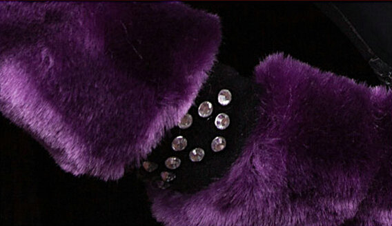 Fluffy Diamond Car Steering Wheel Covers Velvet 15 Inch 38CM - Purple