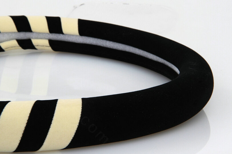 Fringe Auto Steering Wheel Wrap Velvet 15 Inch 38CM - Black