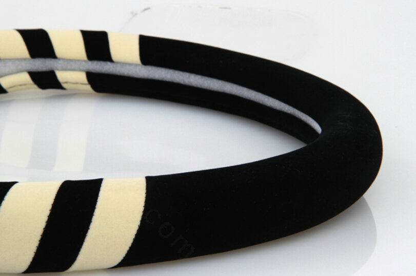 Fringe Auto Steering Wheel Wrap Velvet 15 Inch 38CM - Brown