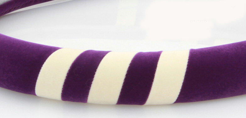Fringe Auto Steering Wheel Wrap Velvet 15 Inch 38CM - Purple