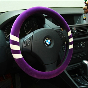 Fringe Auto Steering Wheel Wrap Velvet 15 Inch 38CM - Purple
