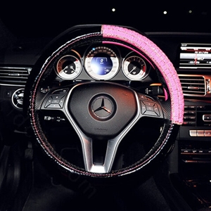 Funky Diamond Car Steering Wheel Covers PU Leather 15 Inch 38CM - Black Red