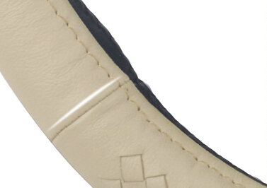 High Quality Car Steering Wheel Covers Genuine Leather 15 Inch 38CM - Beige