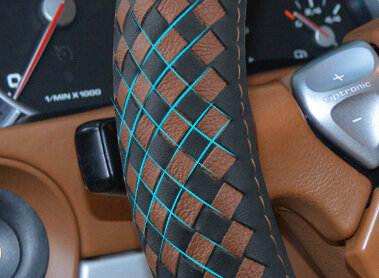 High Quality Car Steering Wheel Covers Genuine Leather 15 Inch 38CM - Black Brown