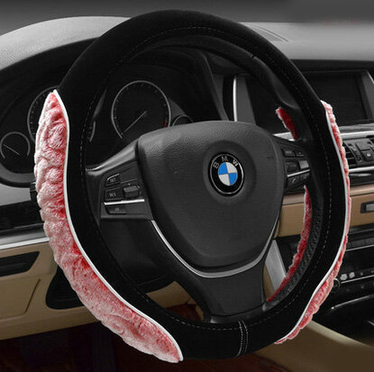 Personalized Auto Steering Wheel Wrap Velvet 15 Inch 38CM - Red