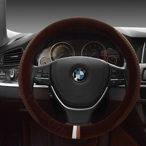 Personalized Car Steering Wheel Wrap Velvet 15 Inch 38CM - Brown