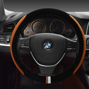 Personalized Car Steering Wheel Wrap Velvet 15 Inch 38CM - Coffee