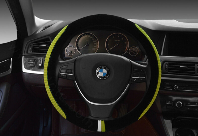 Personalized Car Steering Wheel Wrap Velvet 15 Inch 38CM - Green