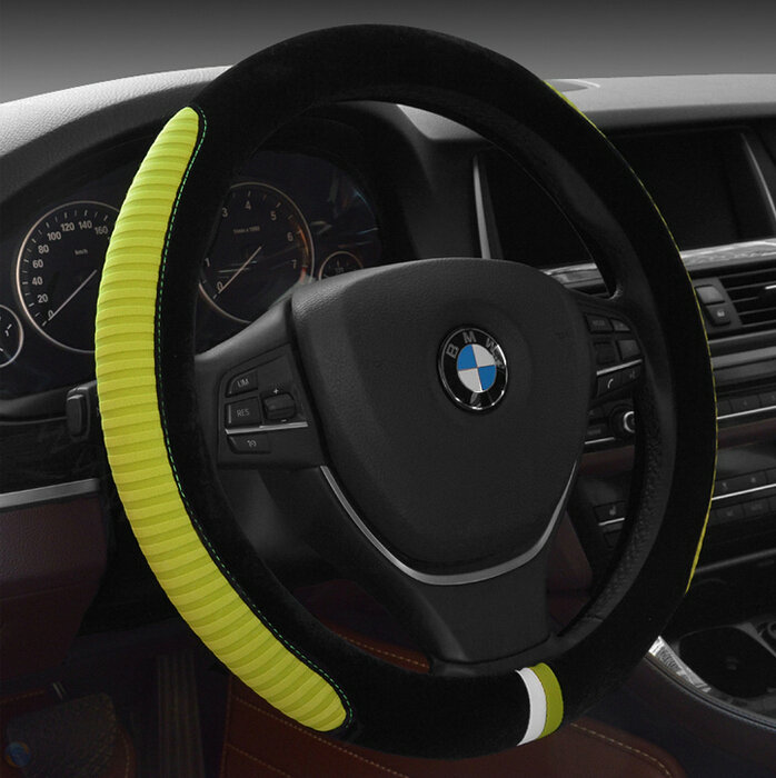 Personalized Car Steering Wheel Wrap Velvet 15 Inch 38CM - Green