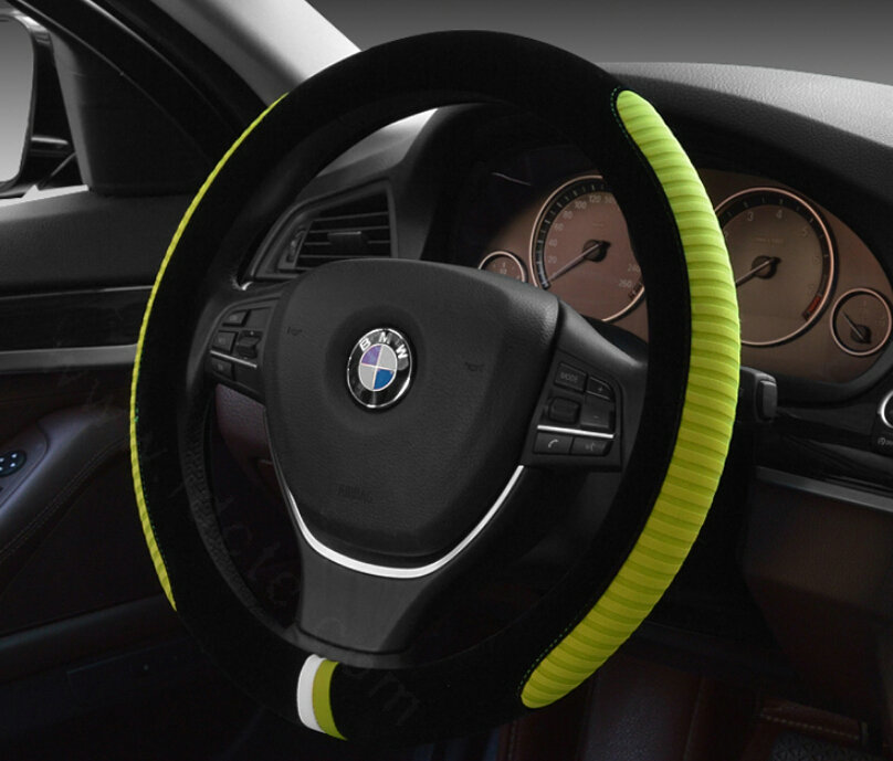 Personalized Car Steering Wheel Wrap Velvet 15 Inch 38CM - Green