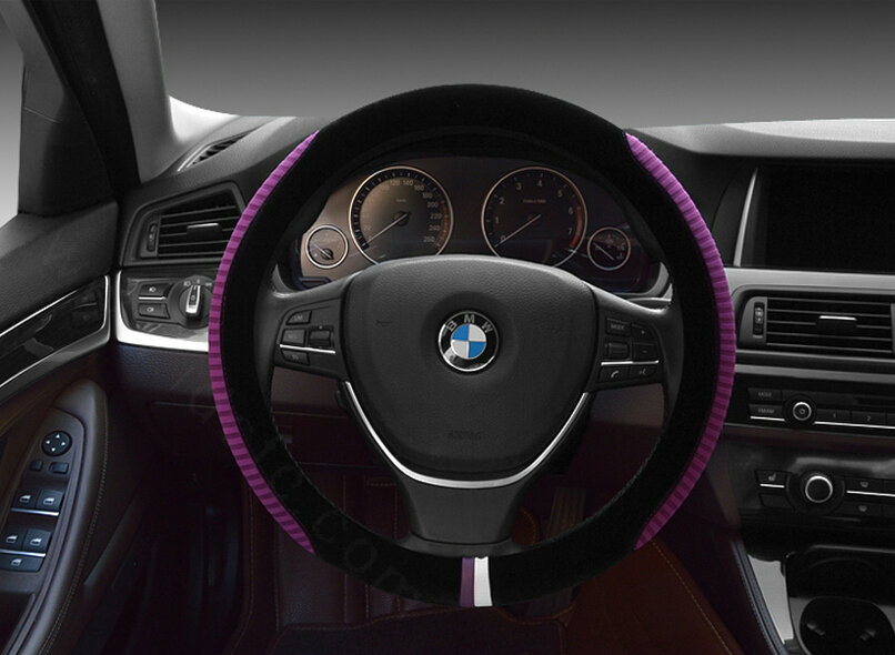 Personalized Car Steering Wheel Wrap Velvet 15 Inch 38CM - Purple