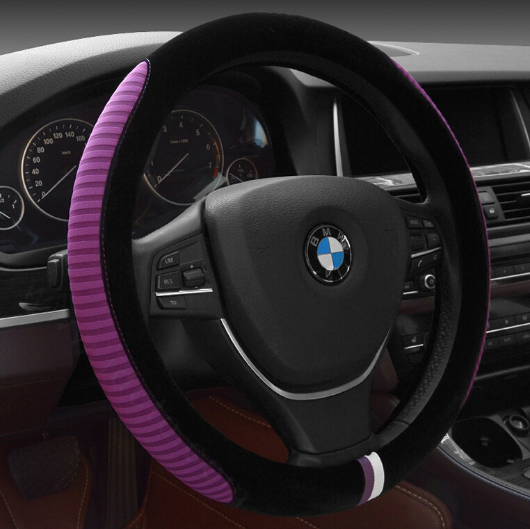 Personalized Car Steering Wheel Wrap Velvet 15 Inch 38CM - Purple