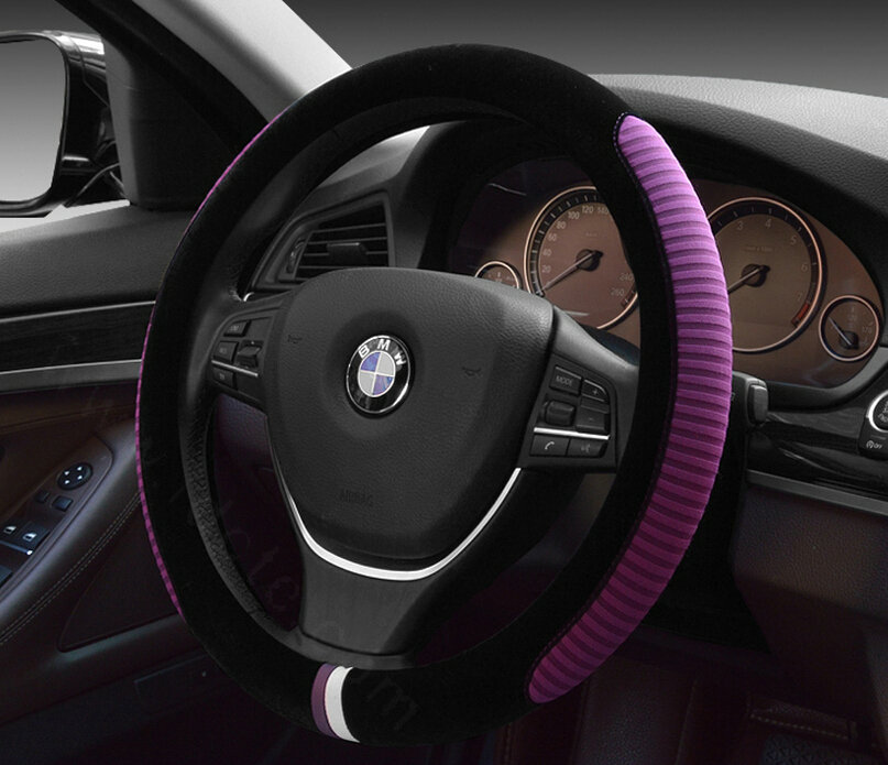 Personalized Car Steering Wheel Wrap Velvet 15 Inch 38CM - Purple