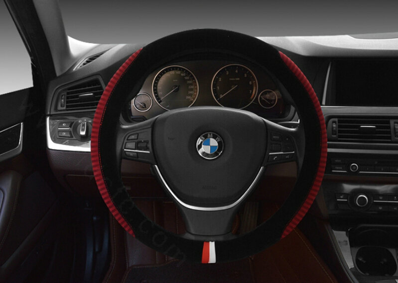 Personalized Car Steering Wheel Wrap Velvet 15 Inch 38CM - Red