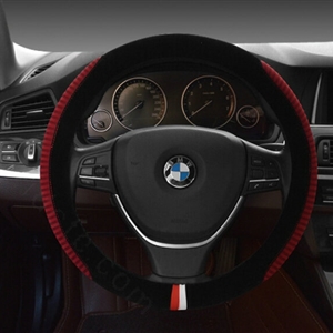 Personalized Car Steering Wheel Wrap Velvet 15 Inch 38CM - Red