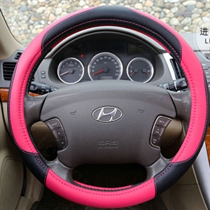 Pretty Car Steering Wheel Wrap PU Leather 15 Inch 38CM - Rose
