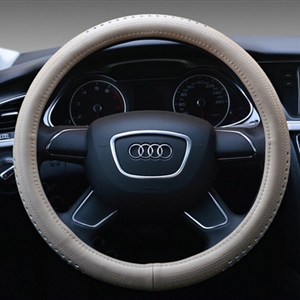 Quality Car Steering Wheel Wrap Genuine Leather 15 Inch 38CM - Beige