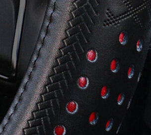 Quality Car Steering Wheel Wrap Genuine Leather 15 Inch 38CM - Black