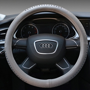 Quality Car Steering Wheel Wrap Genuine Leather 15 Inch 38CM - Grey