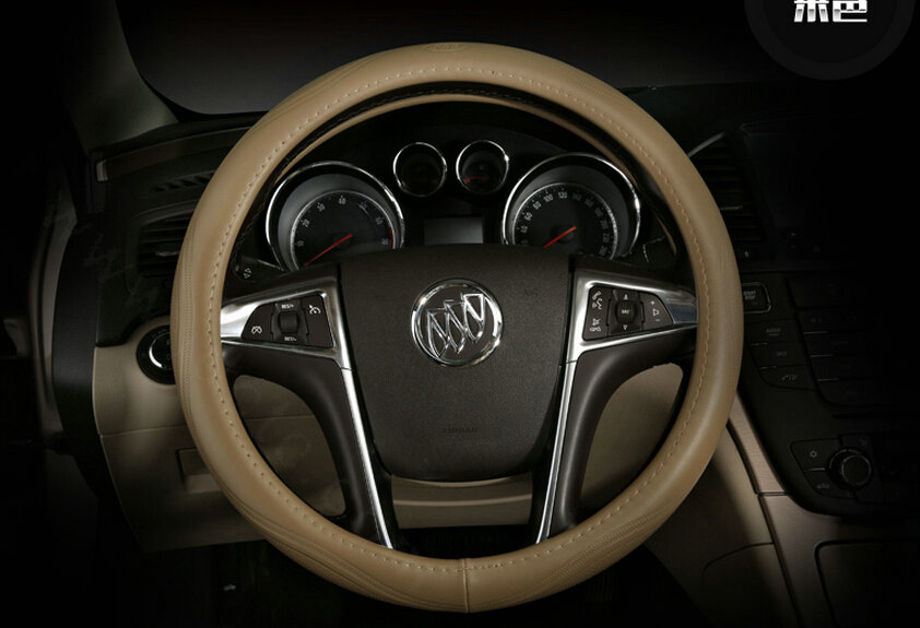 Quality Car Steering Wheels Covers Genuine Leather 15 Inch 38CM - Beige