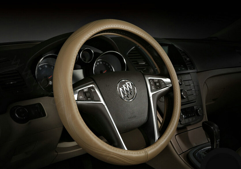Quality Car Steering Wheels Covers Genuine Leather 15 Inch 38CM - Beige