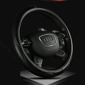 Quality Car Steering Wheels Covers Genuine Leather 15 Inch 38CM - Black