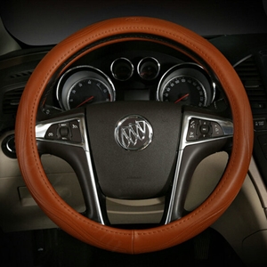 Quality Car Steering Wheels Covers Genuine Leather 15 Inch 38CM - Brown