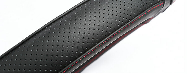 Unique Car Steering Wheel Wrap Genuine Leather 15 Inch 38CM - Black Blue