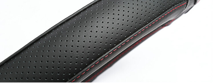 Unique Car Steering Wheel Wrap Genuine Leather 15 Inch 38CM - Black