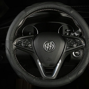 Unique Car Steering Wheel Wrap Genuine Leather 15 Inch 38CM - Black