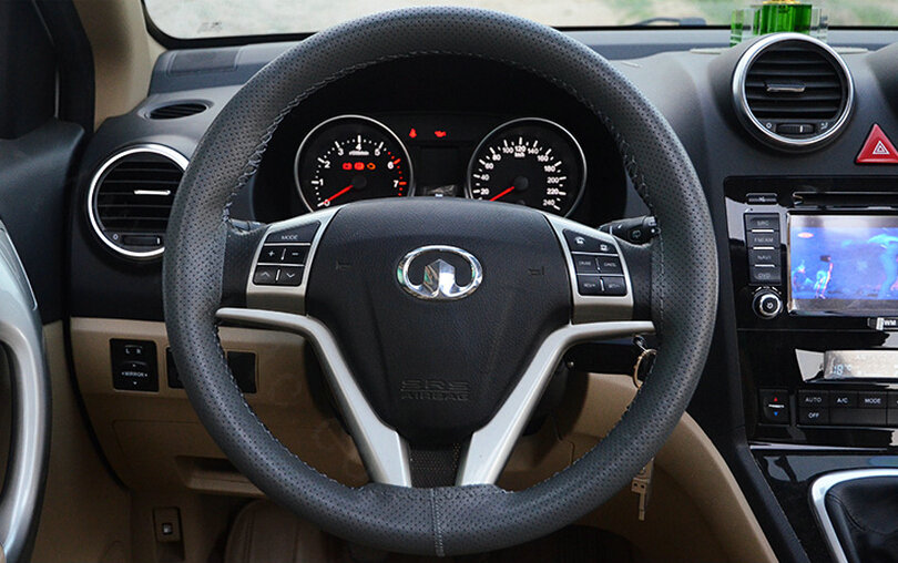 Unique Car Steering Wheels Covers Cowhide Genuine Leather 15 Inch 38CM - Grey