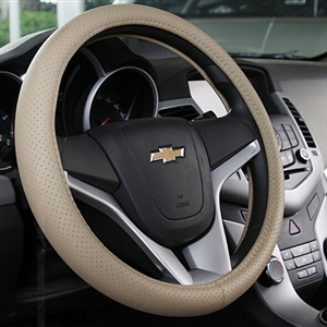 Unique Car Steering Wheels Covers Genuine Leather 15 Inch 38CM - Beige