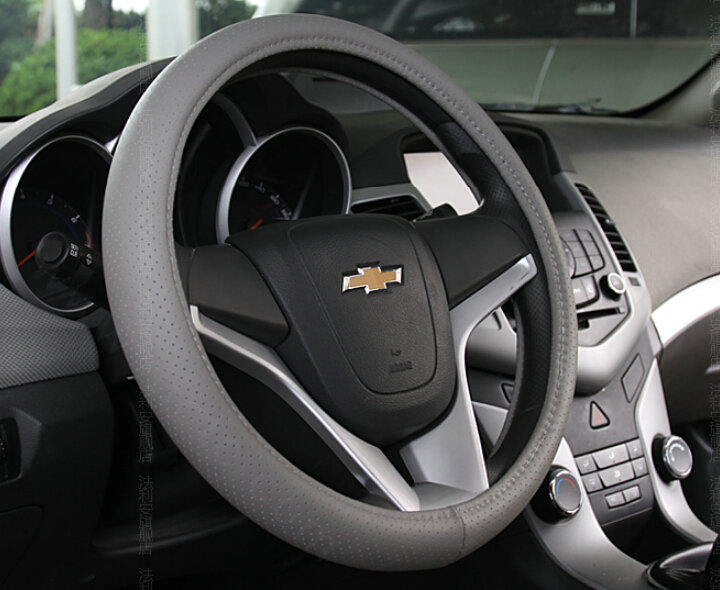 Unique Car Steering Wheels Covers Genuine Leather 15 Inch 38CM - Grey