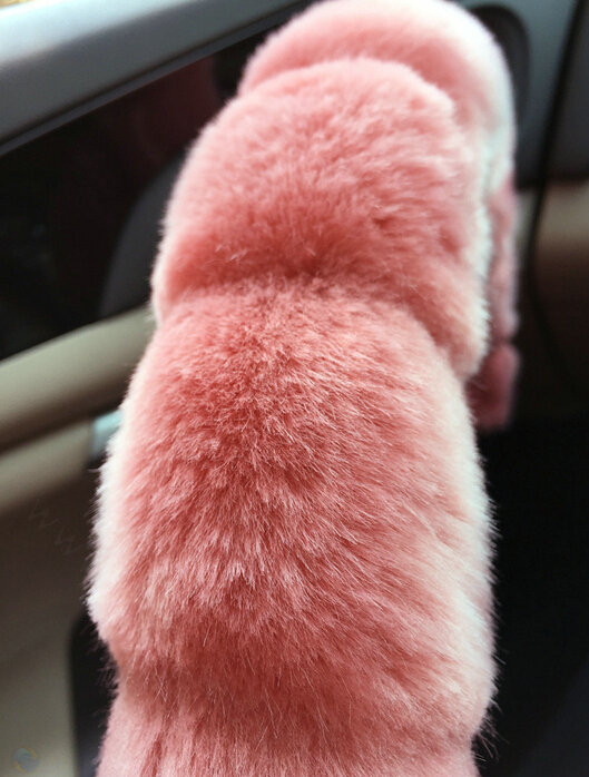 Unique Diamond Pink Velvet Car Steering Wheel Covers PU Leather 15 Inch 38CM - Pink