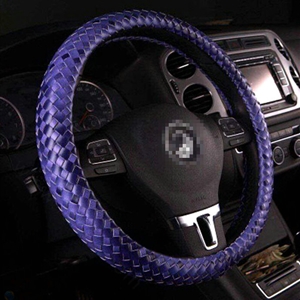 Unique Knitting Car Steering Wheel Wrap Genuine Leather 15 Inch 38CM - Purple
