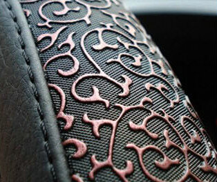 Cheap Car Steering Wheel Covers Ice Silk PU Leather 15 Inch 38CM - Black