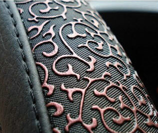 Cheap Car Steering Wheel Covers Ice Silk PU Leather 15 Inch 38CM - Blue