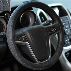 Cheap Car Steering Wheel Covers Ice Silk PU Leather 15 Inch 38CM - Blue