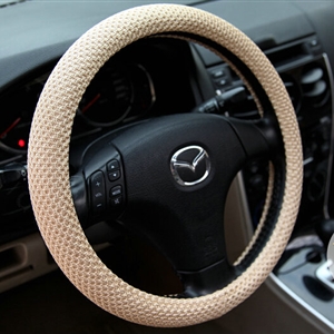 Cheapest Car Steering Wheel Covers Ice Silk 15 Inch 38CM - Beige