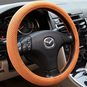 Cheapest Car Steering Wheel Covers Ice Silk 15 Inch 38CM - Orange